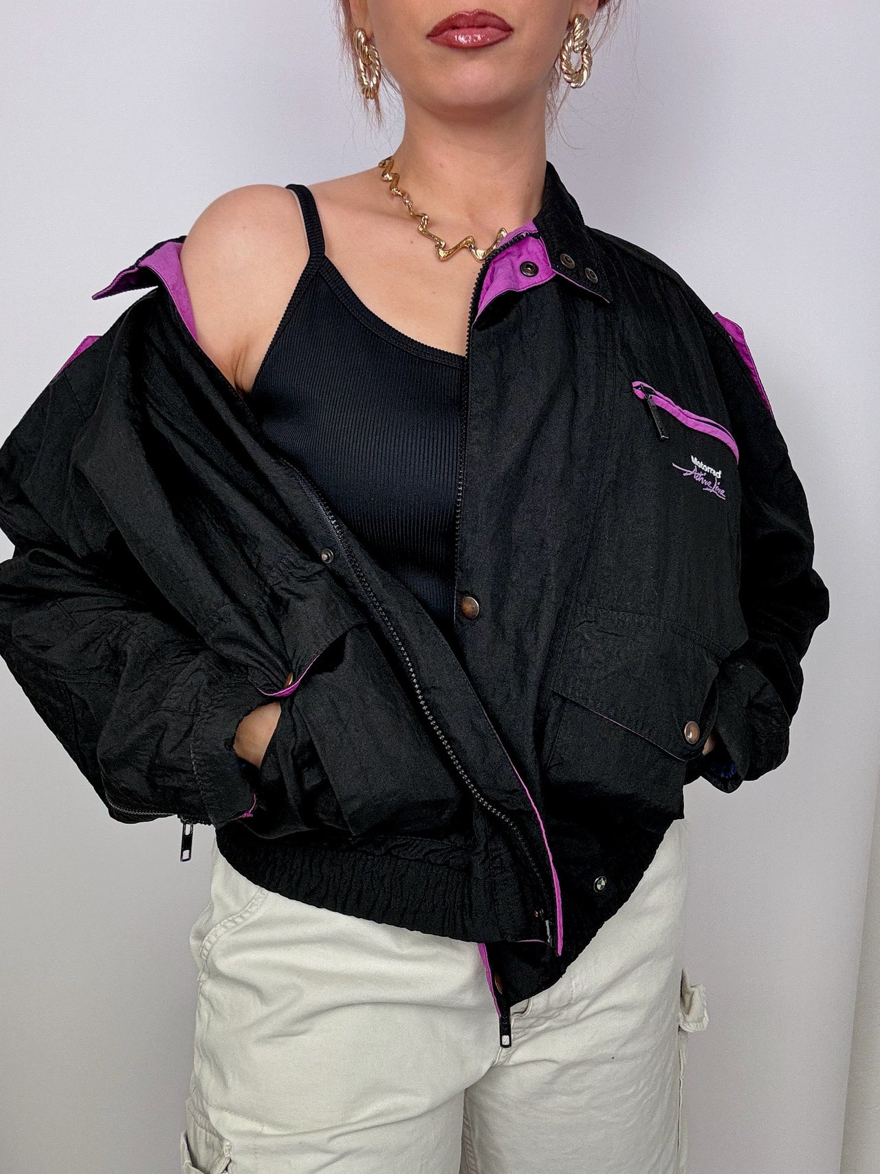 Veste en nylon BMW noir/violette Vintage L