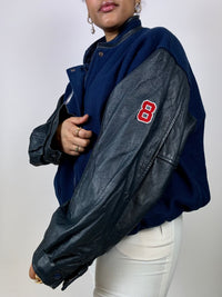 American bomber navy blue/black leather sleeves Vintage L