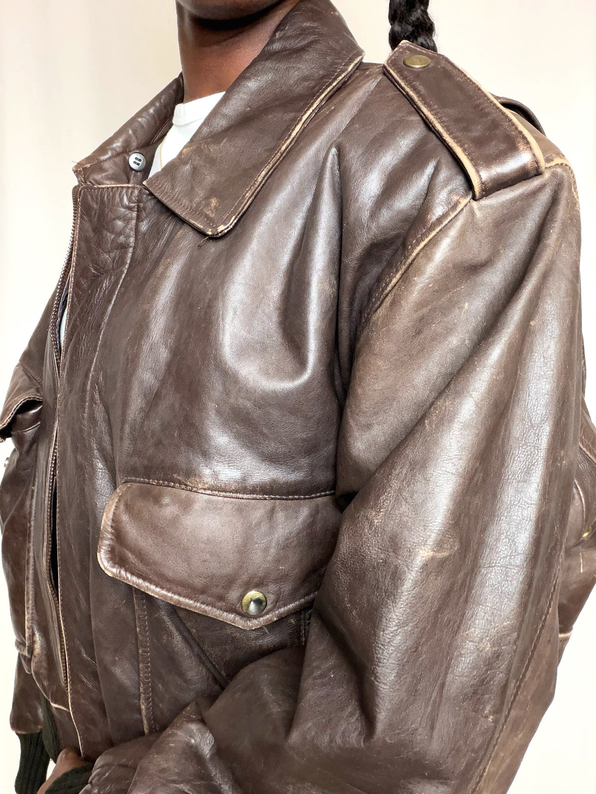 Veste en cuir brune M/L vintage