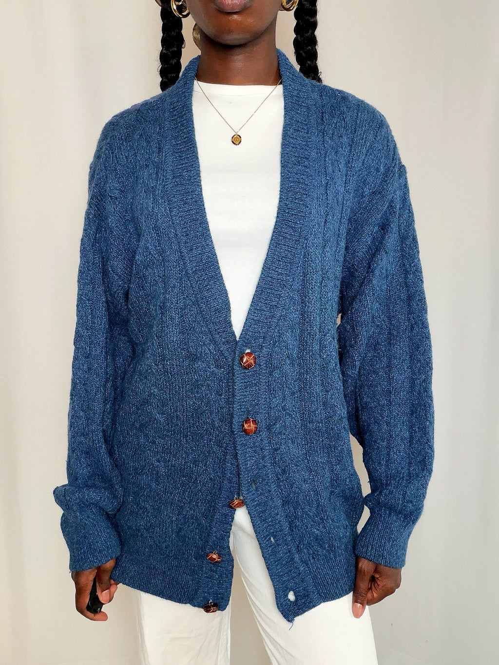 Cardigan Bleu Chiné L vintage