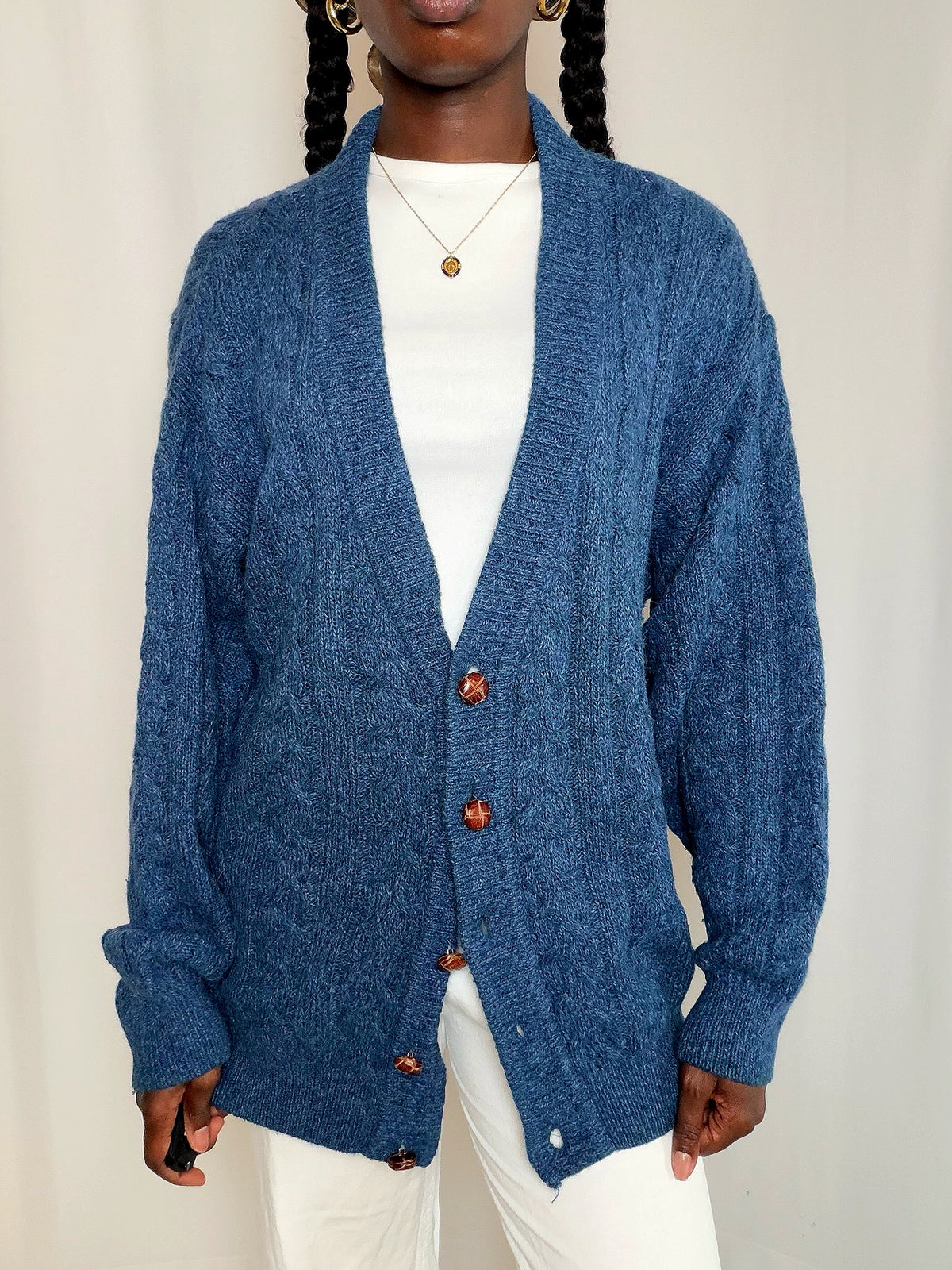 Cardigan Bleu Chiné L vintage