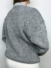 Pull en laine gris/noir vintage M/L