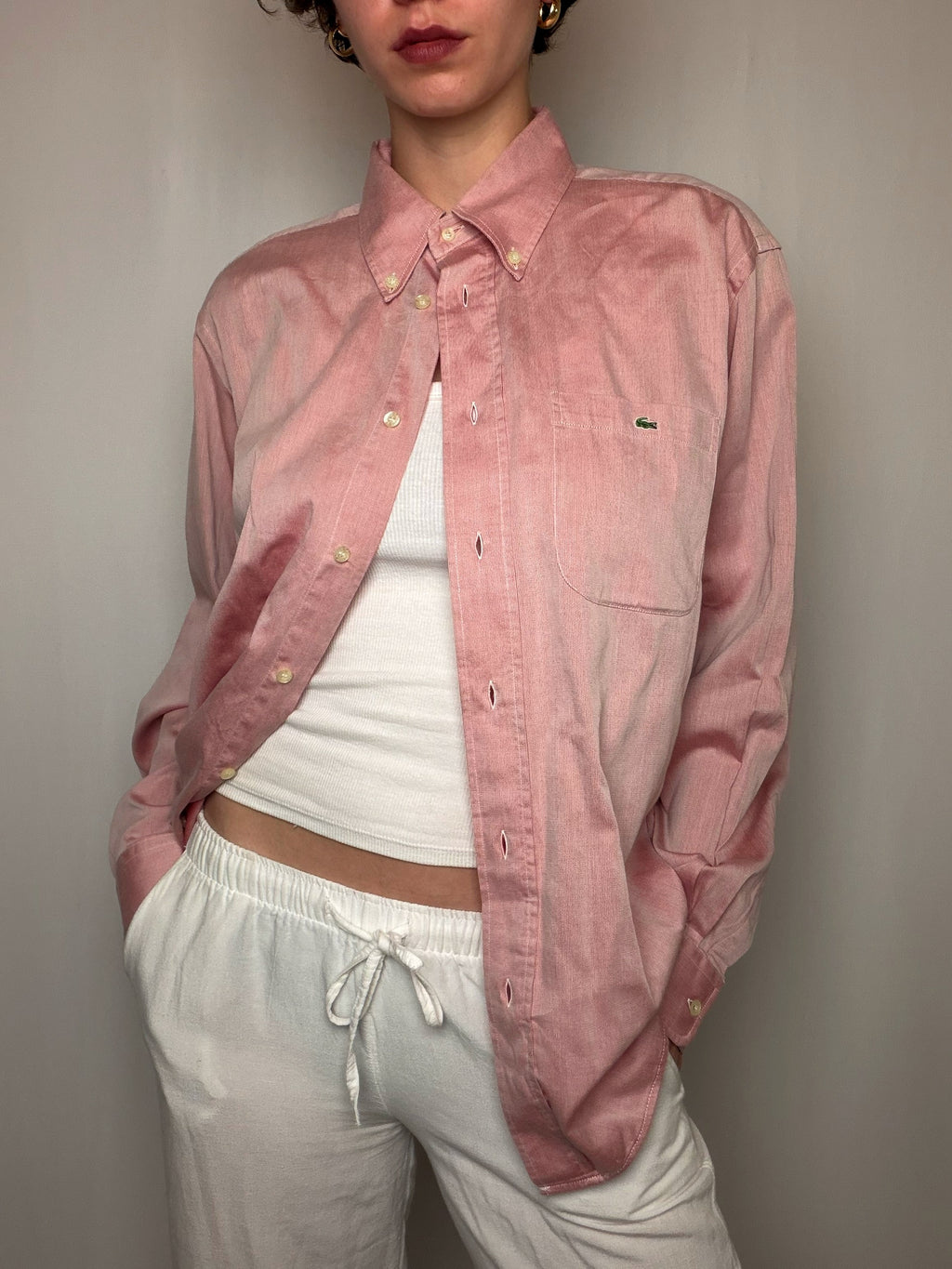 Chemise Rose Poudré Lacoste M/L vintage
