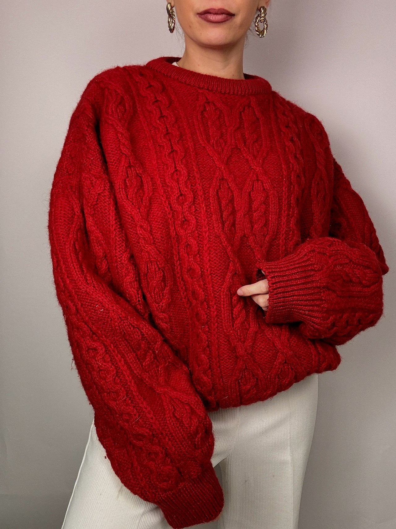 Pull en maille rouge