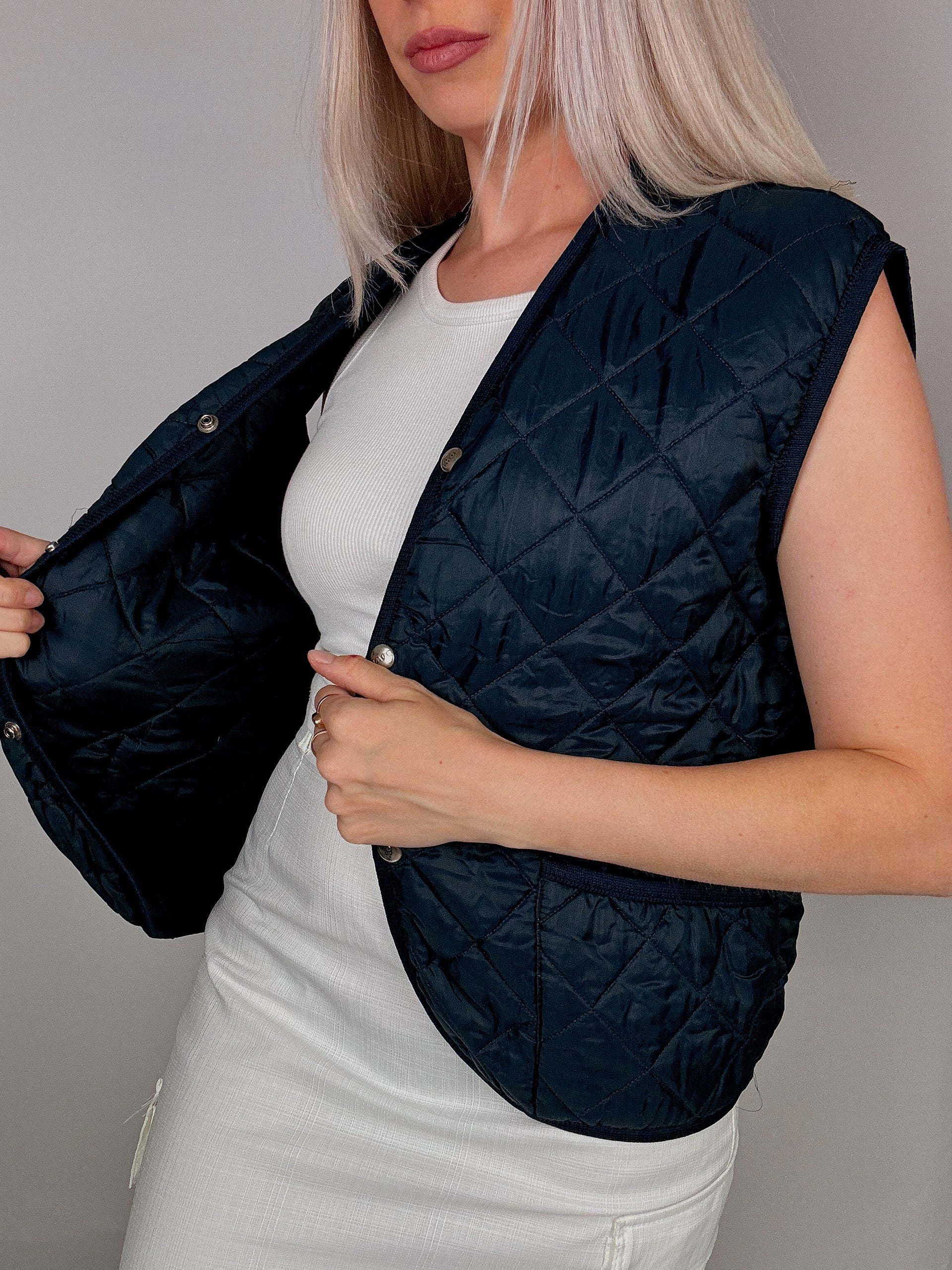 Gilet vintage matelassé bleu marine