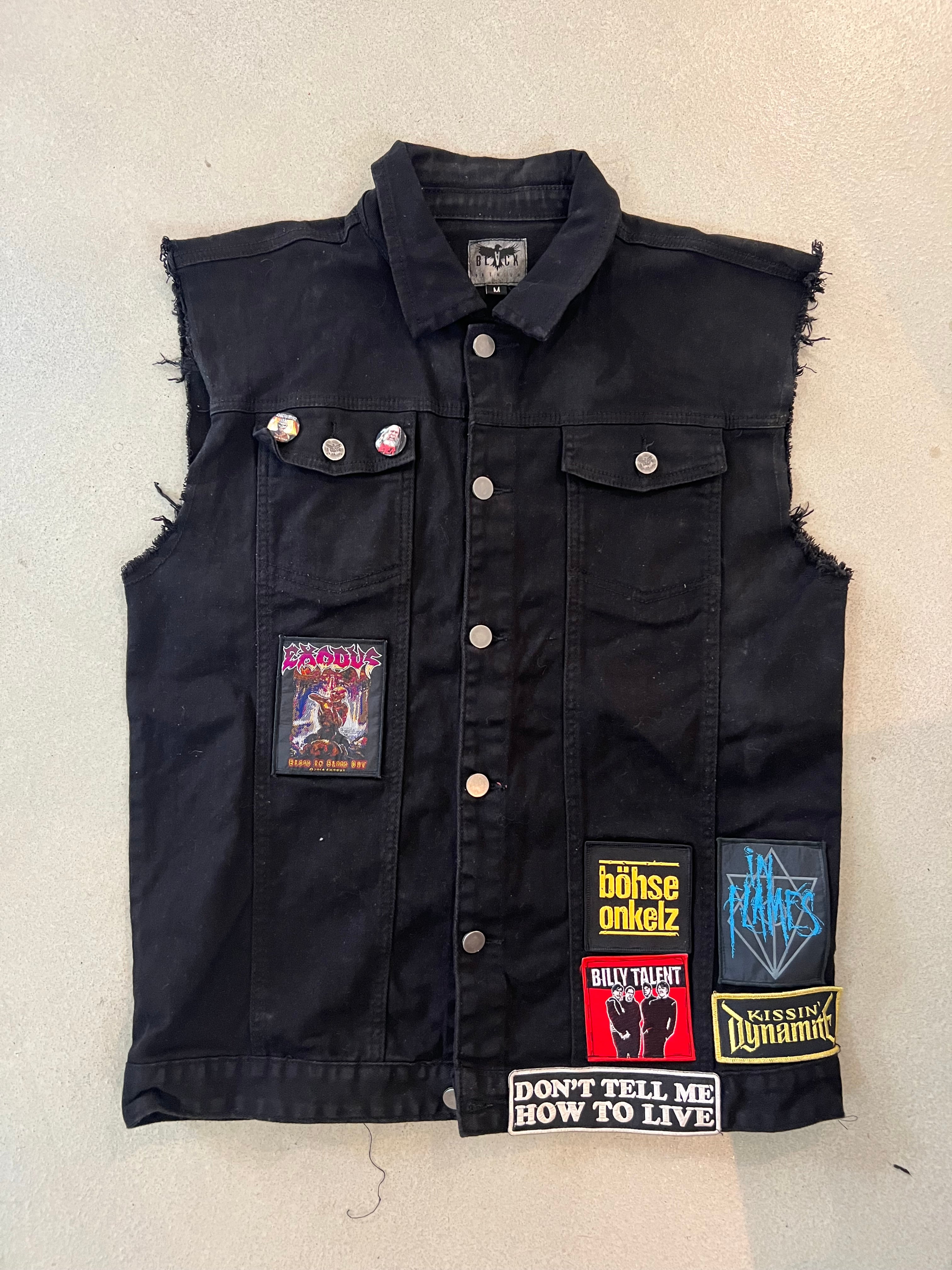 Gilet noir en jeans Iron Maiden avec patch