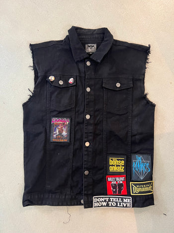 Iron Maiden black denim vest with patch