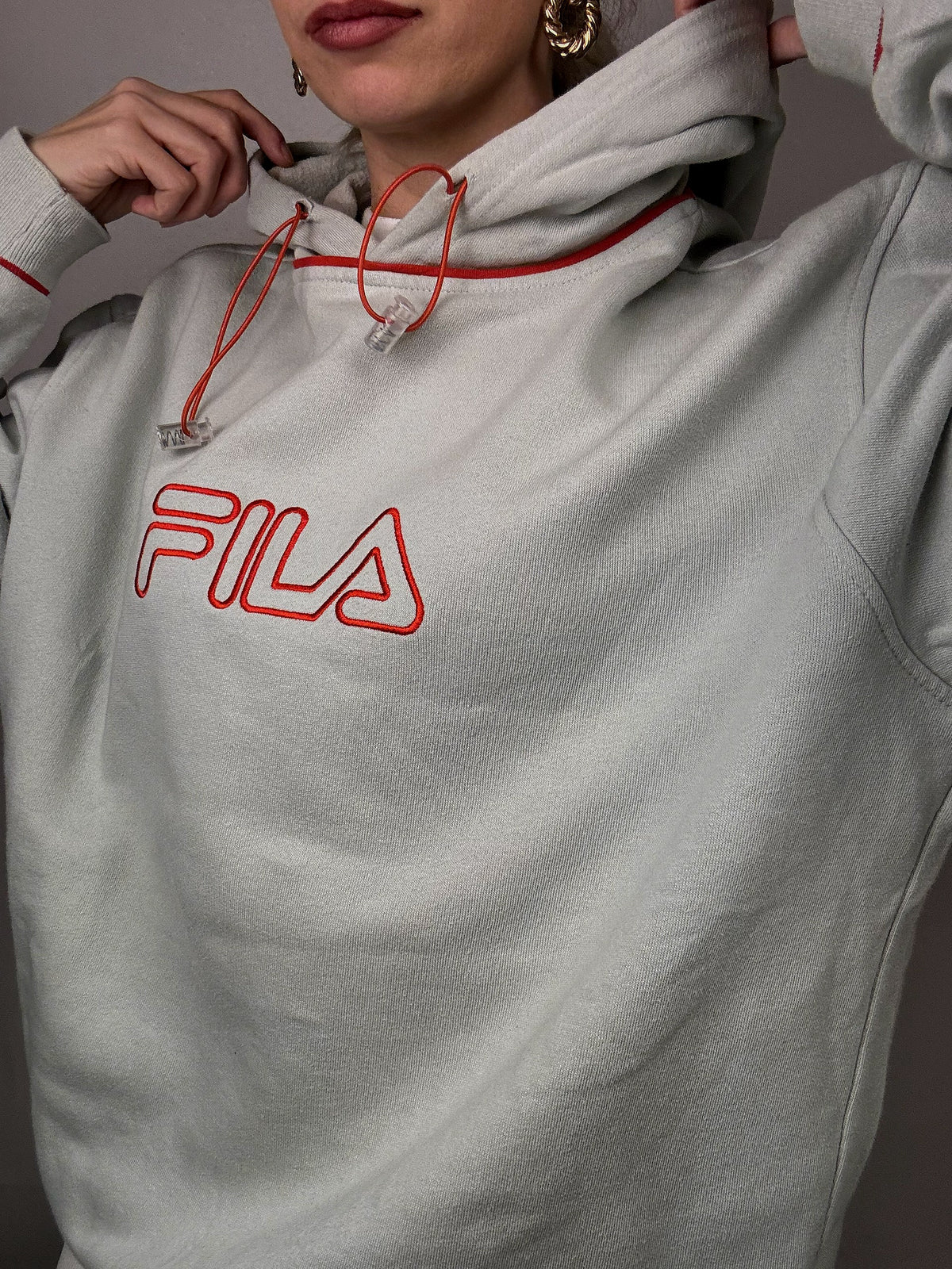 Fila light gray and orange hoodie