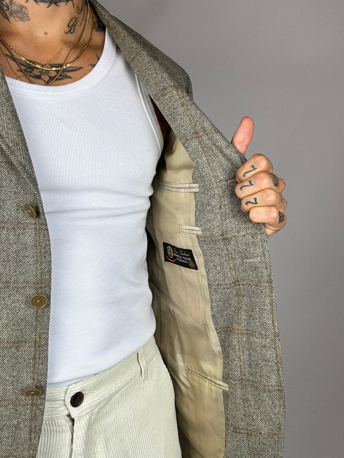 Vintage beige checkered blazer