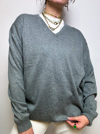 Gray V-neck sweater Lacoste vintage M/L