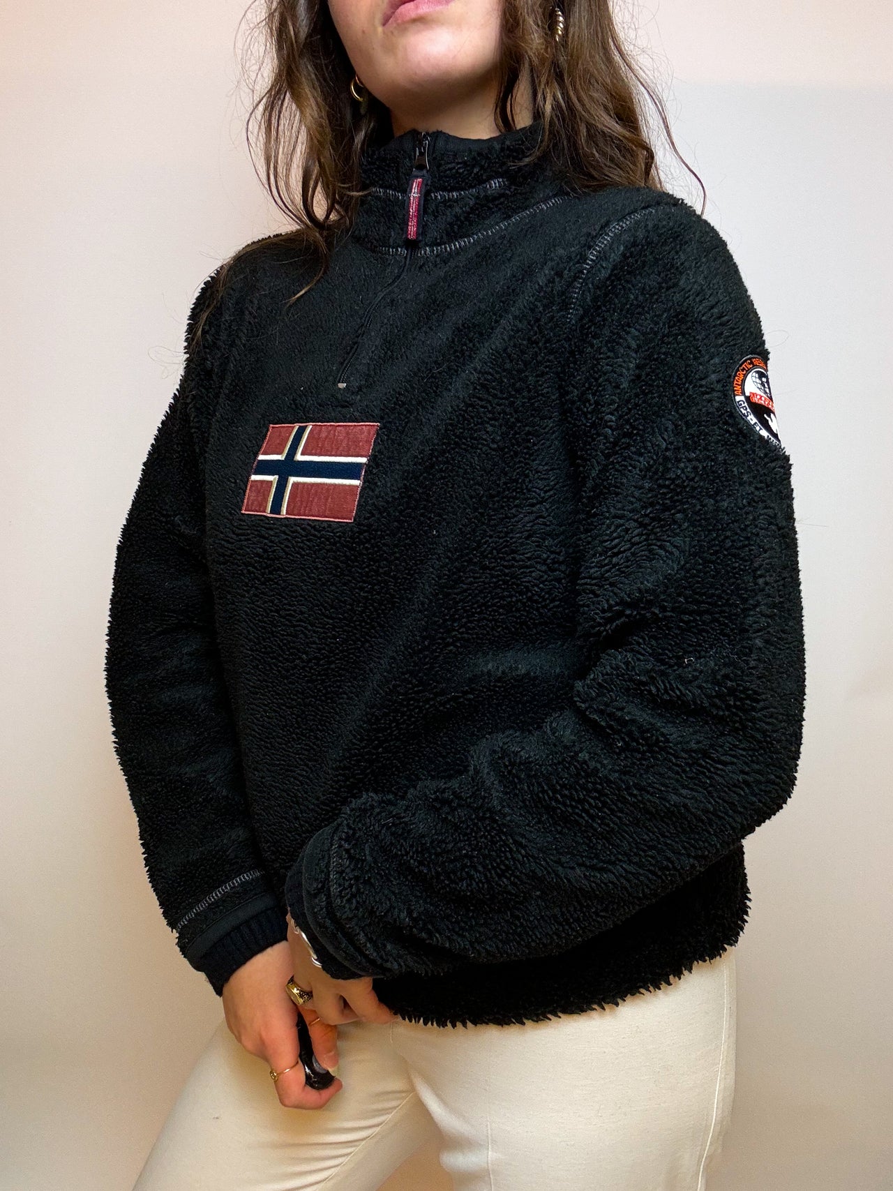 Napapijri vintage black fleece zip sweater M 