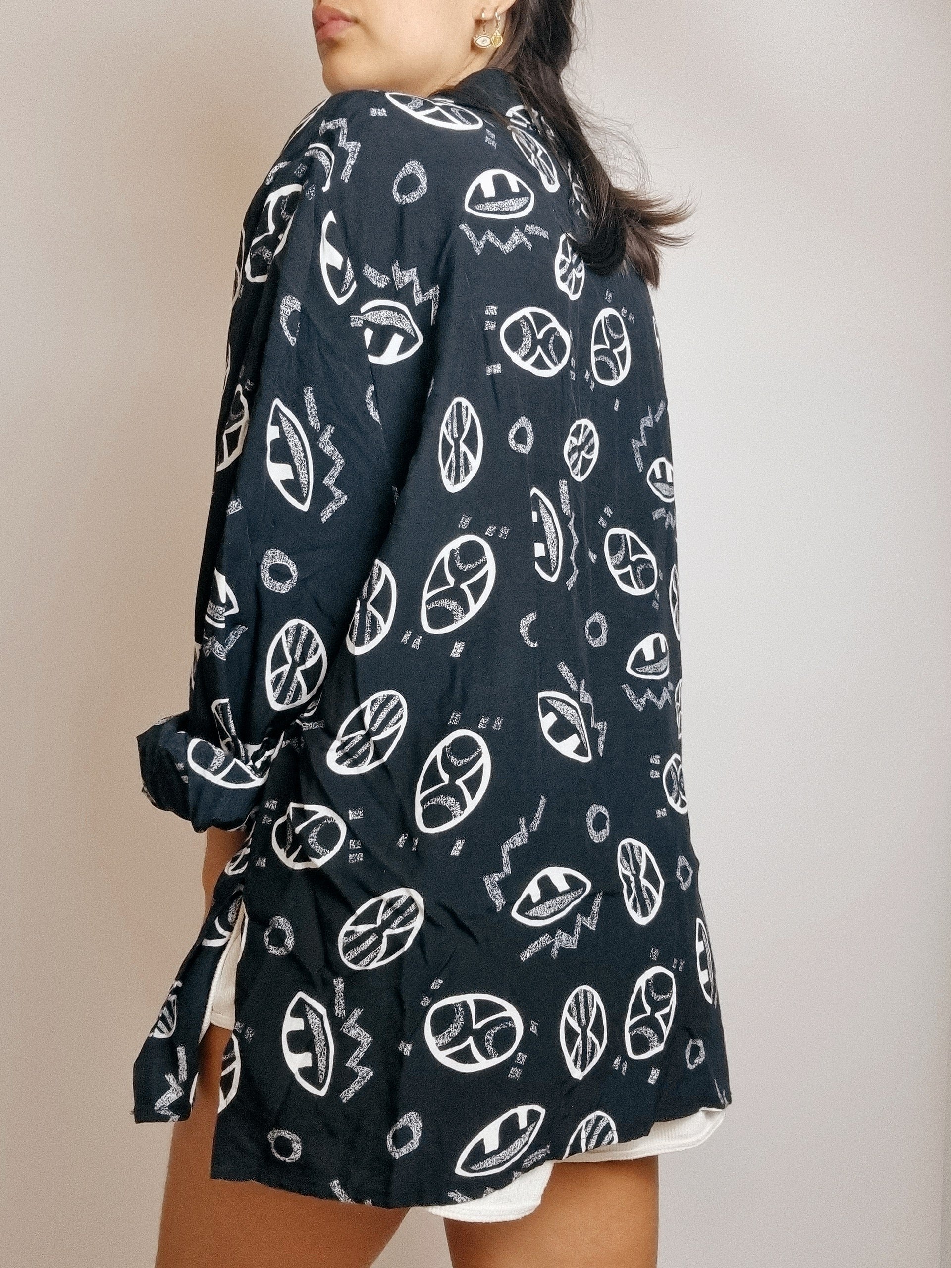 Chemise Vintage 80/90s noire à motifs