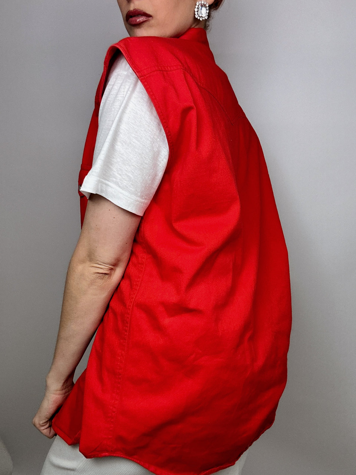 Gilet en jeans vintage rouge XL