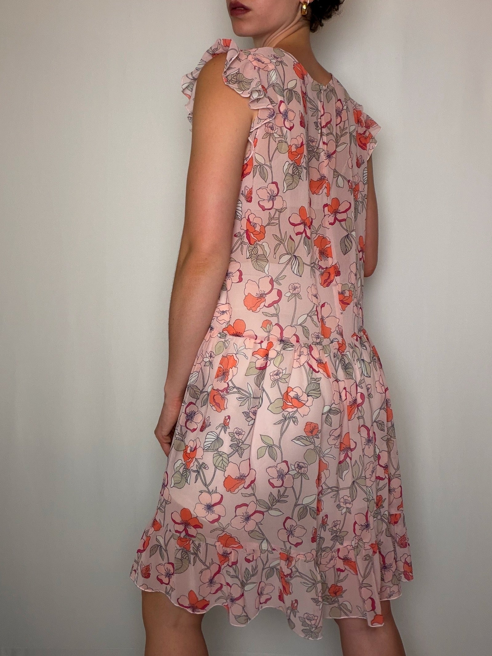 Robe Transparente imprinée Benetton S/M vintage