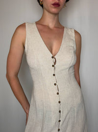 Robe beige en lin S vintage