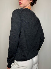 Pull en laine merino gris Ralph Lauren L vintage