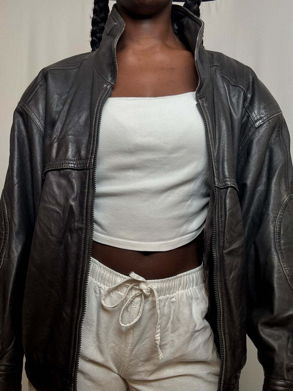 Blouson en cuir Noir L/XL vintage