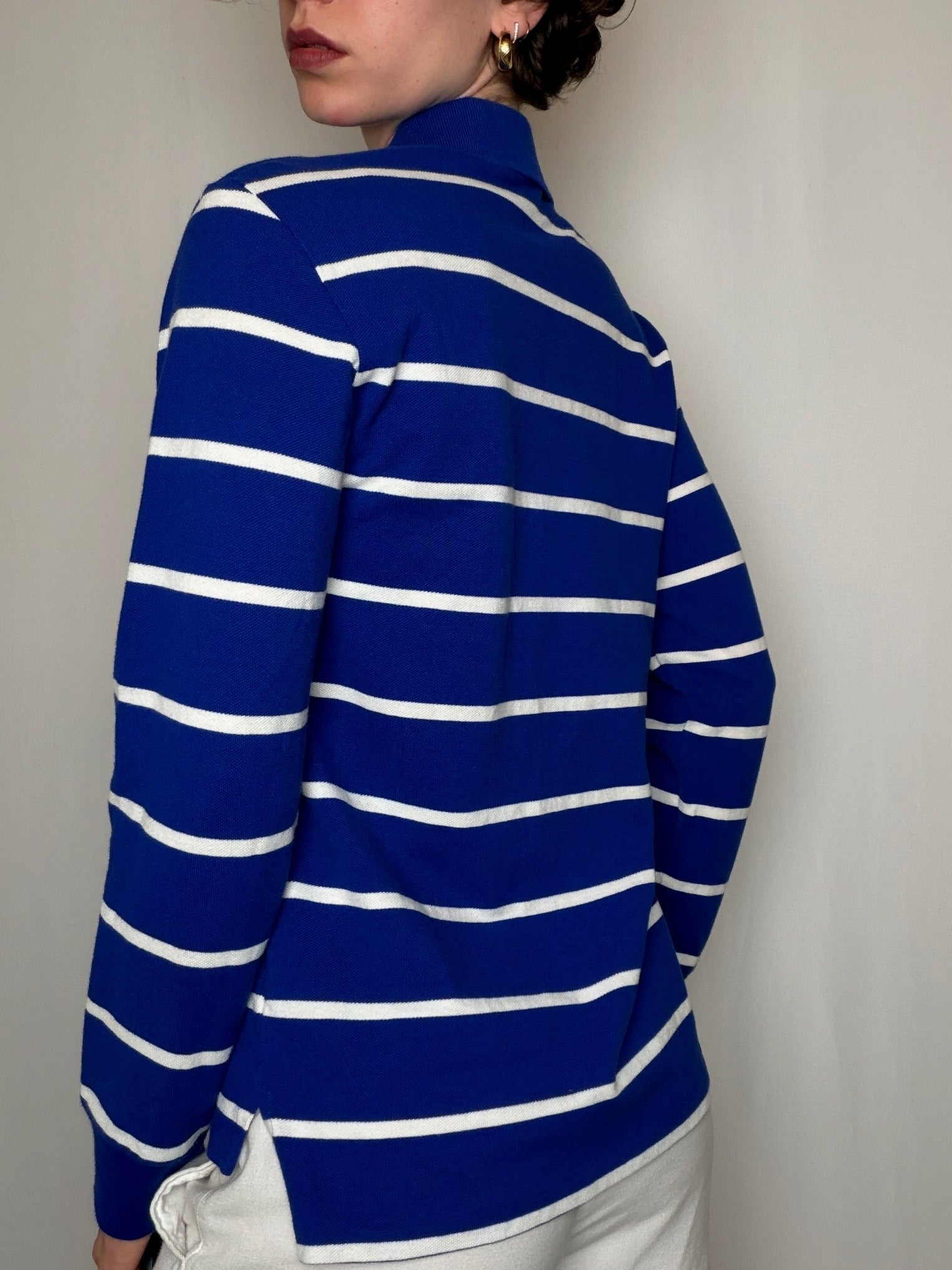Polo rayé bleu et blanc Ralph Lauren S vintage