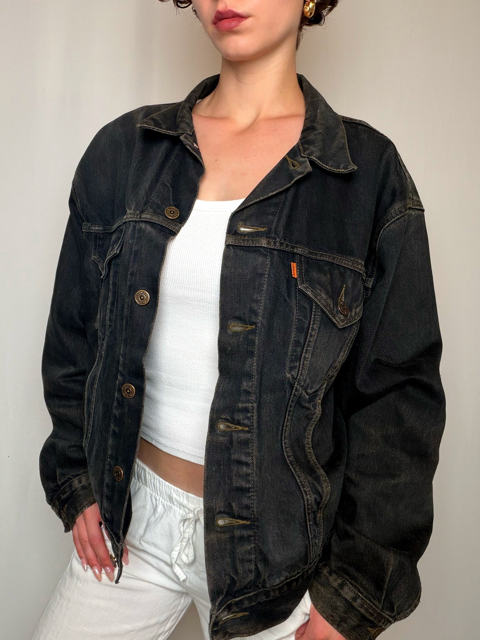 Jacket en denim Noir Délavé Levi's XL vintage
