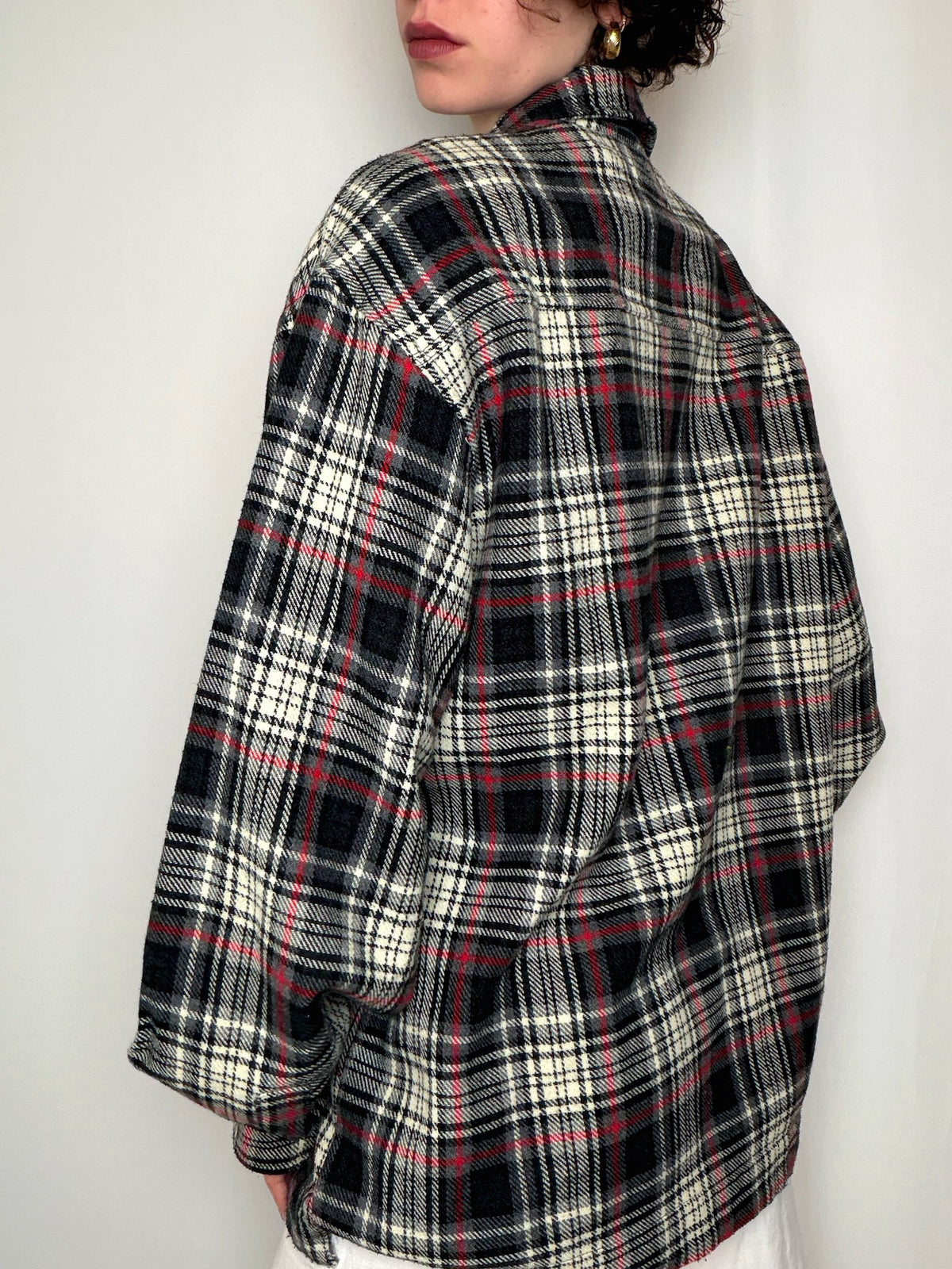 Chemise en flannelle à zip à carreaux L/XL vintage