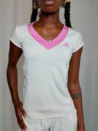 Tshirt Blanc Et Rose Adidas M vintage