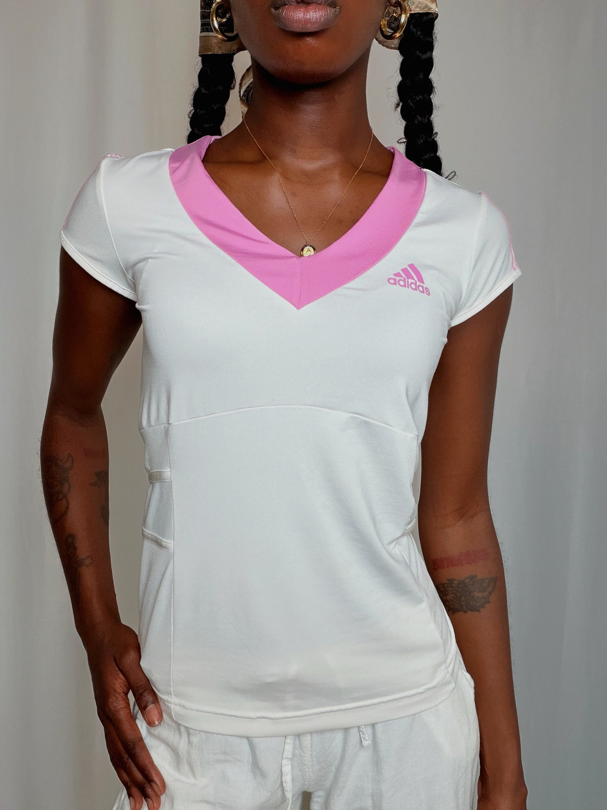 Tshirt Blanc Et Rose Adidas M vintage