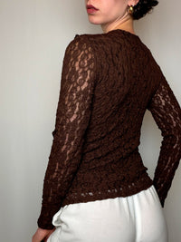 Top en dentelle brun M/L vintage