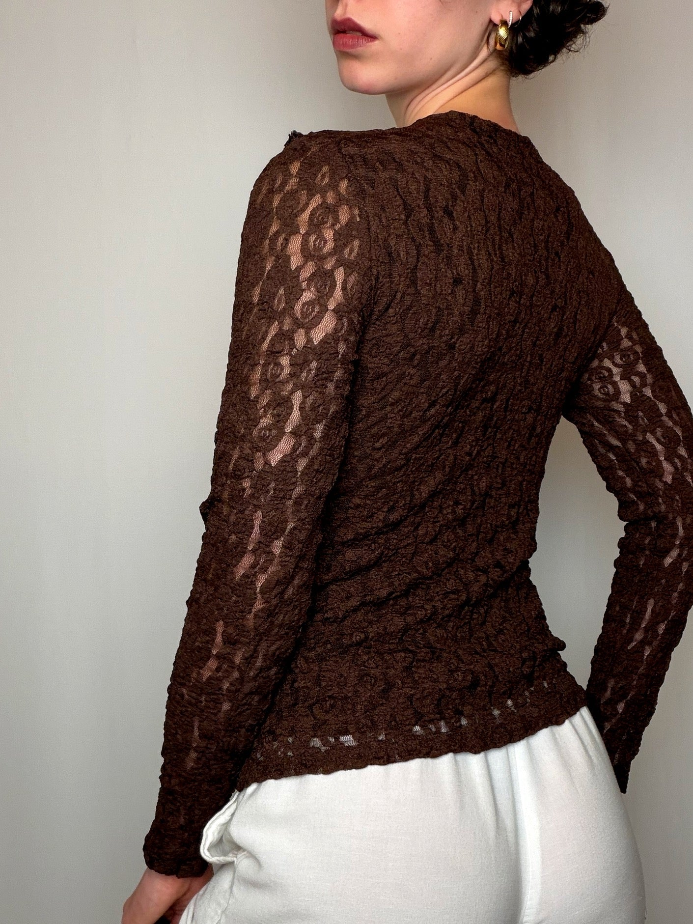 Top en dentelle brun M/L vintage