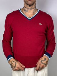 Lacoste pink and blue V-neck sweater