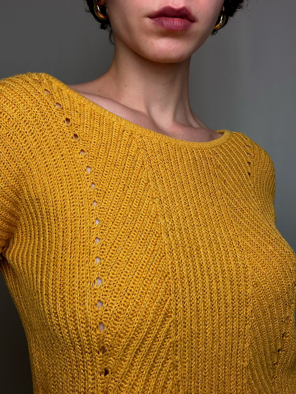 Top crocheté Moutarde S/M vintage