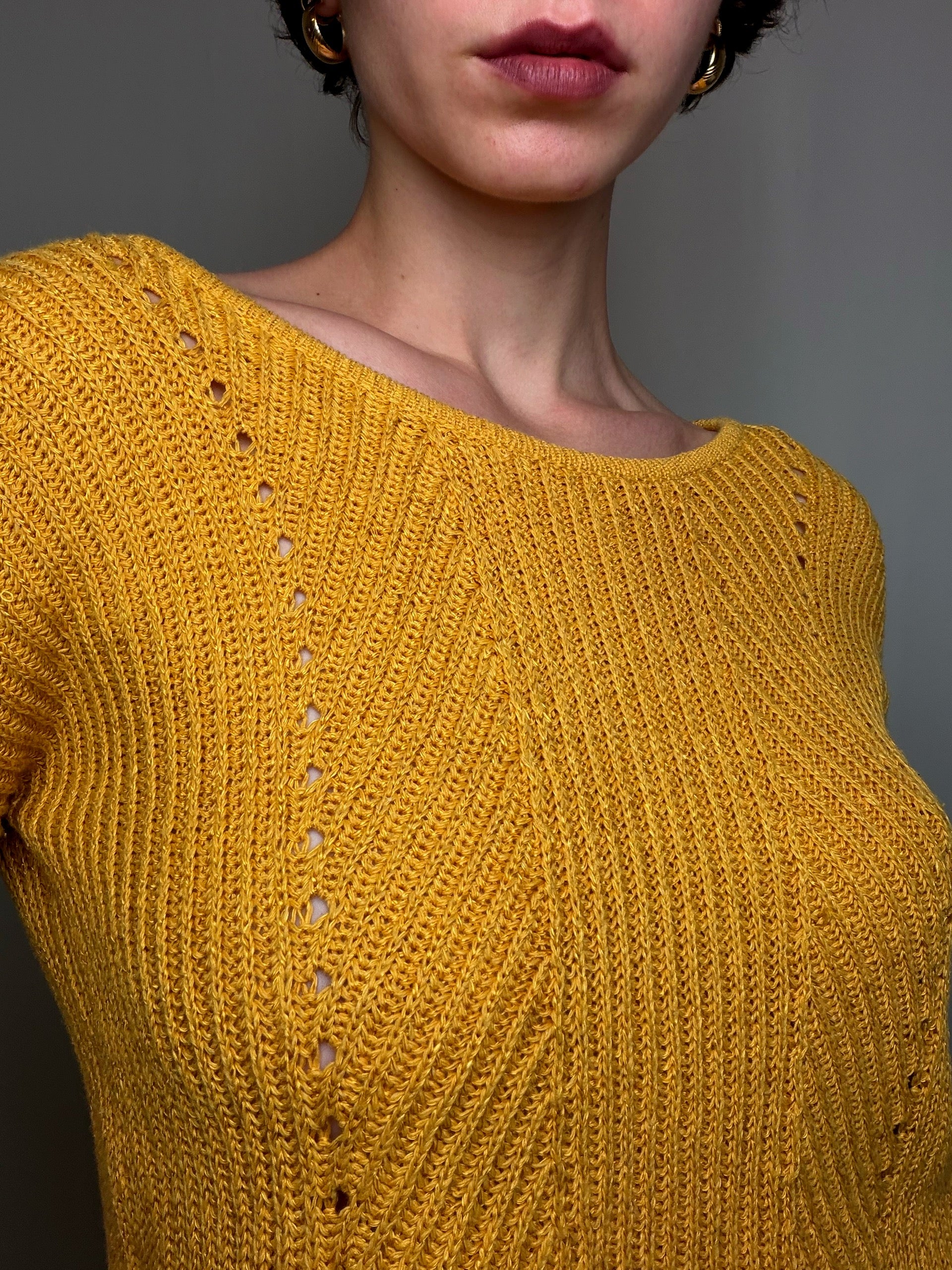 Top crocheté Moutarde S/M vintage