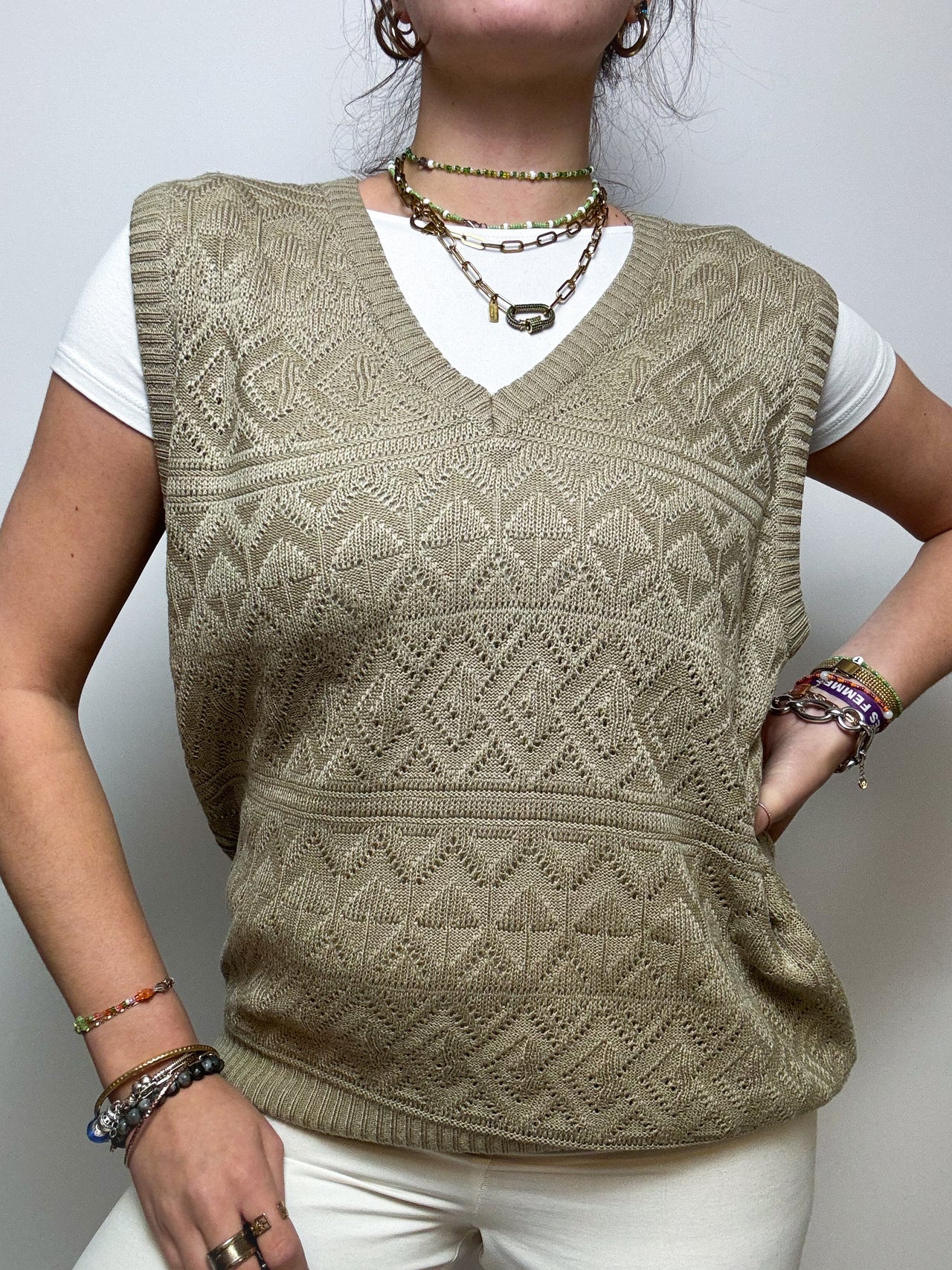 Light brown vest Vintage M 