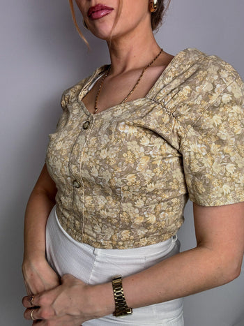 Chemisier crop top fleurie vintage