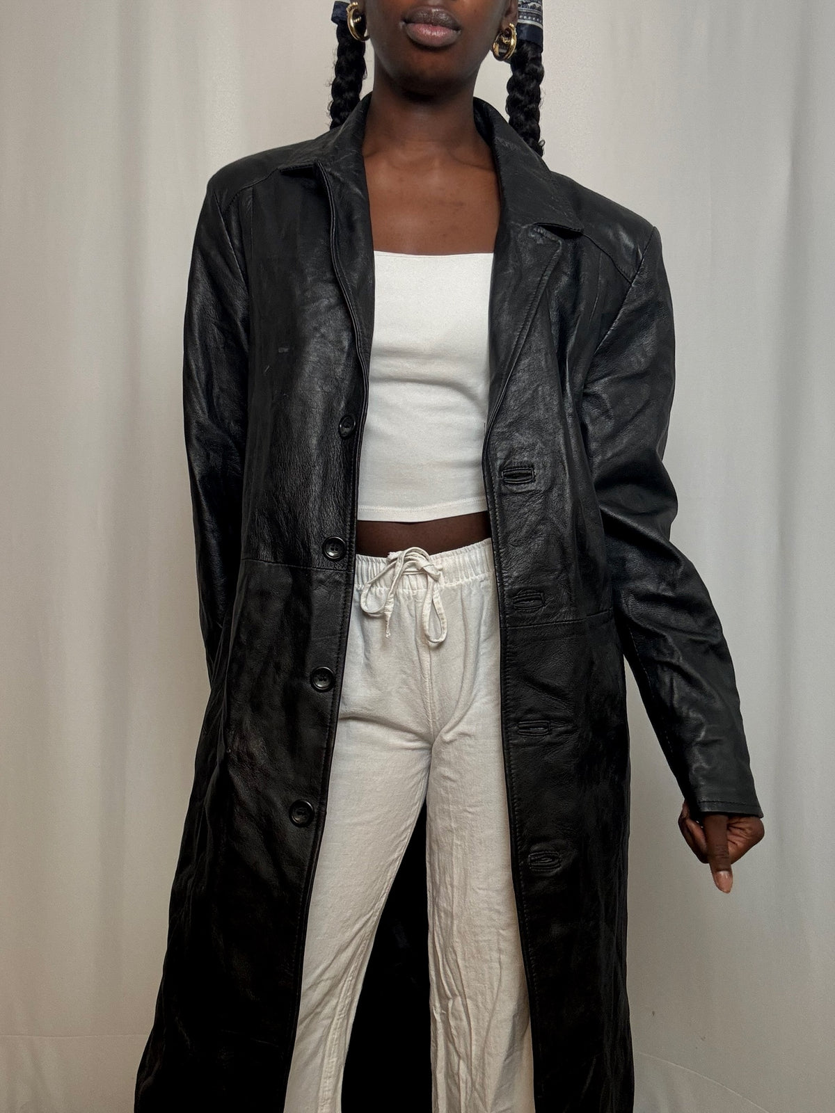 Trench en cuir Noir M vintage