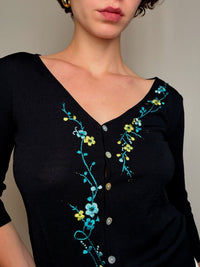 Cardigan fin Noir M vintage
