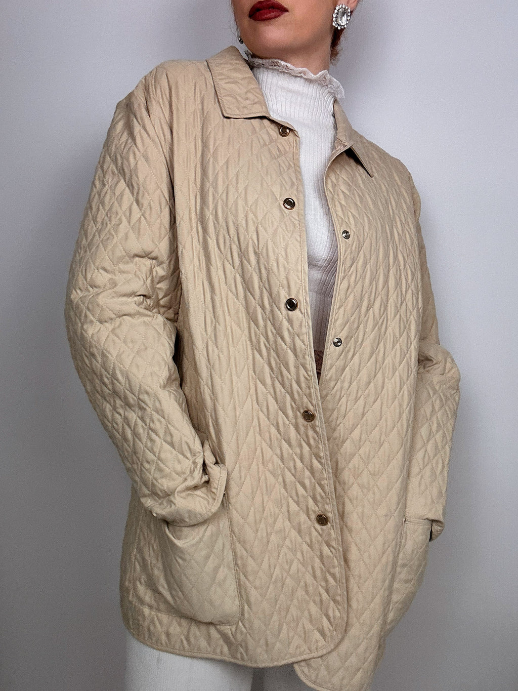 Beige Steppjacke L