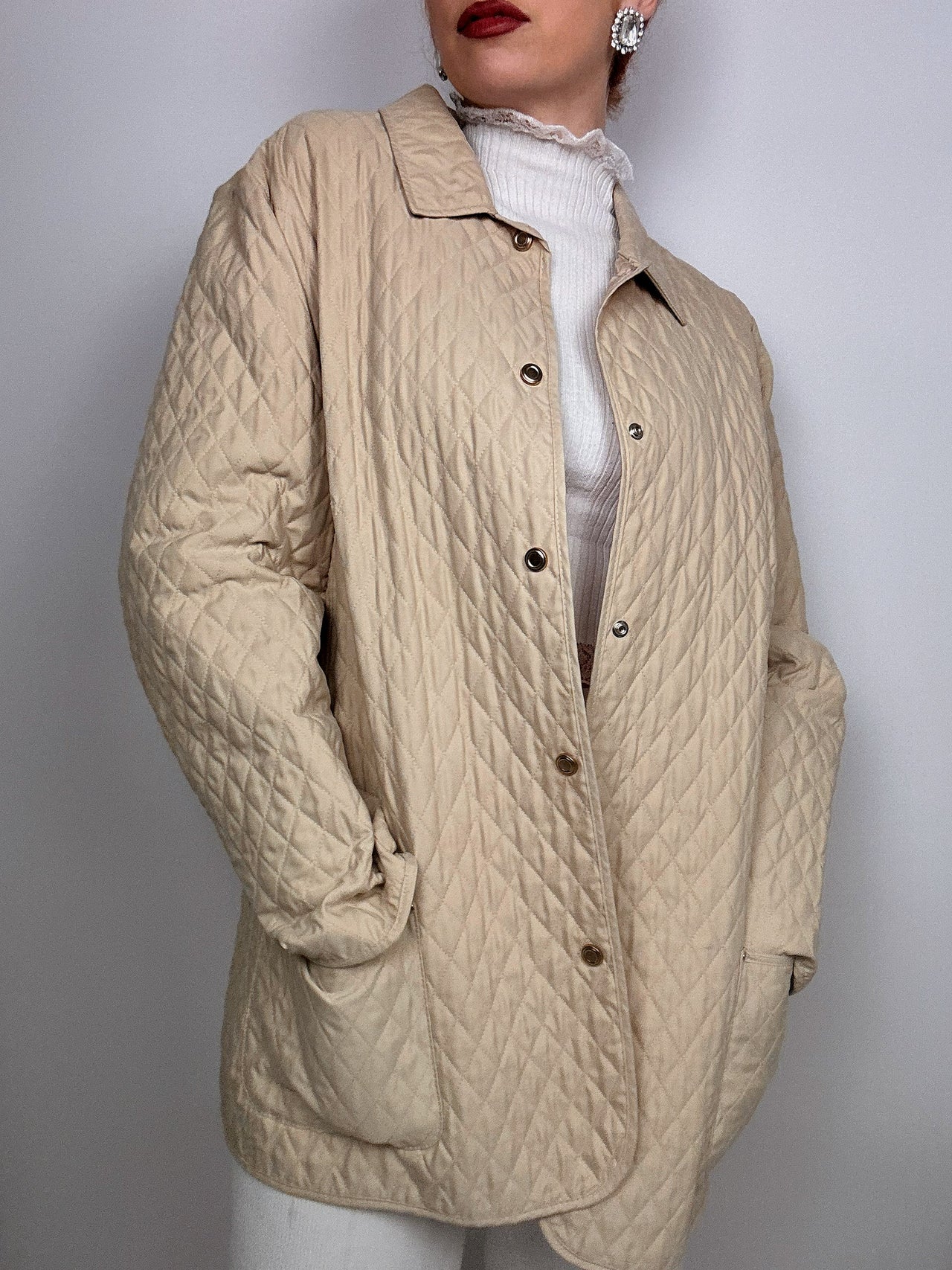 Veste beige matelassée L