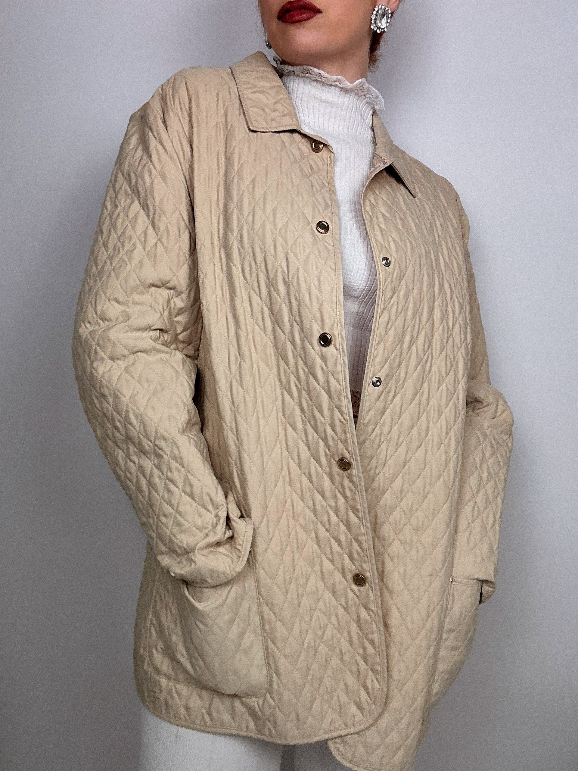 Beige quilted jacket L