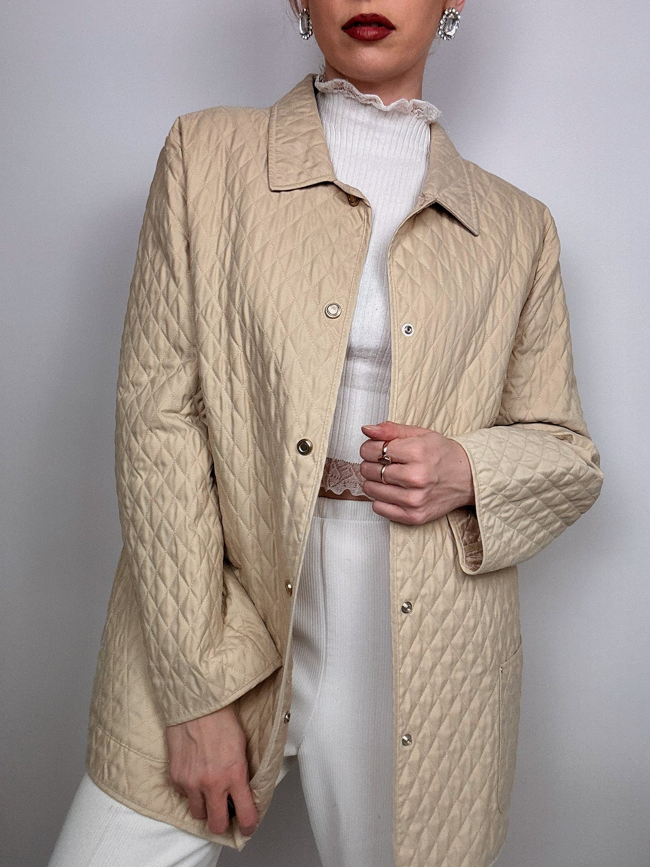 Veste beige matelassée L