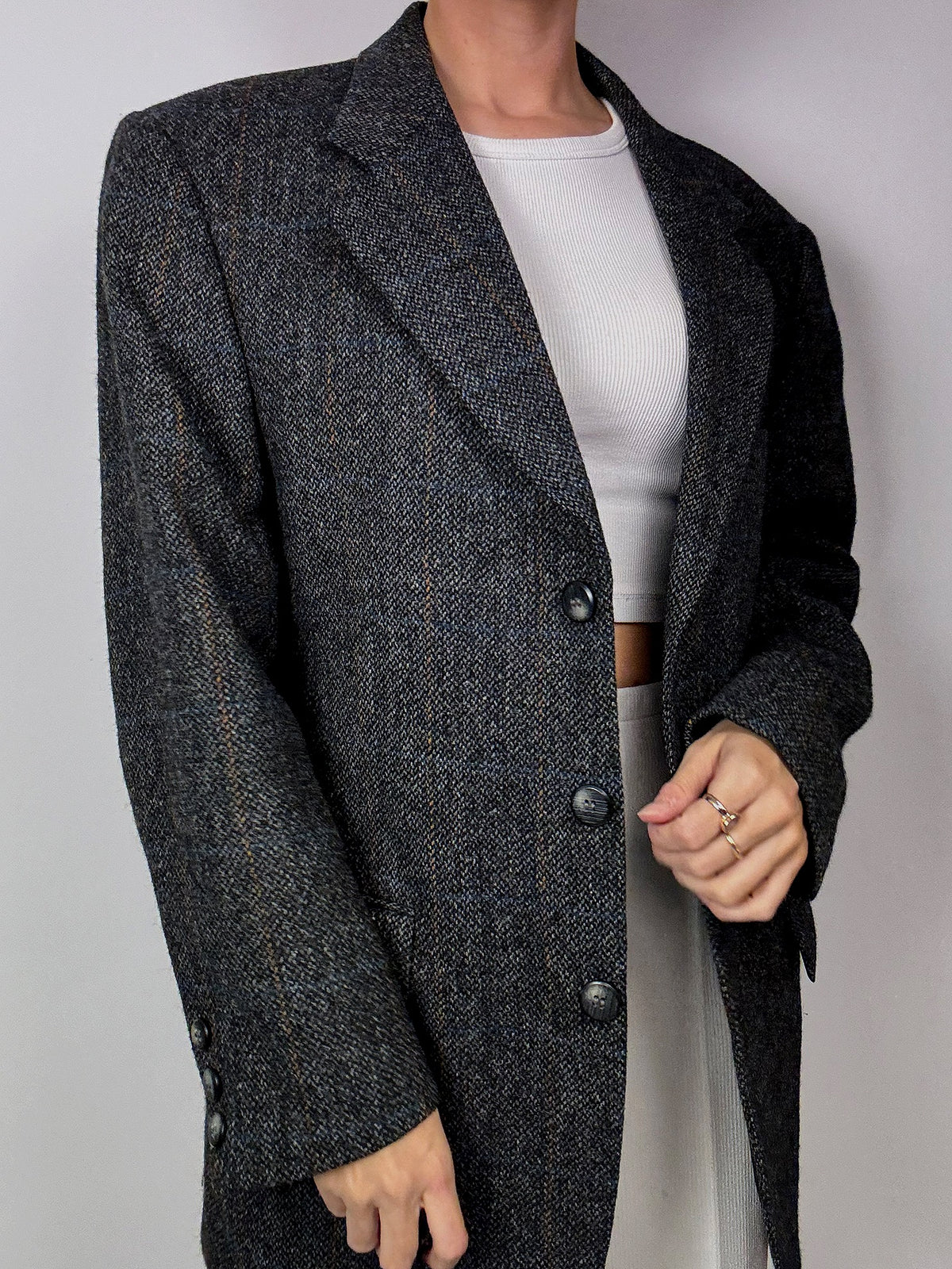 Vintage gray plaid blazer