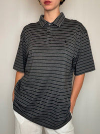 Polo rayé gris Ralph Lauren L vintage
