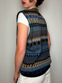 Gilet imprimé à boutons L vintage