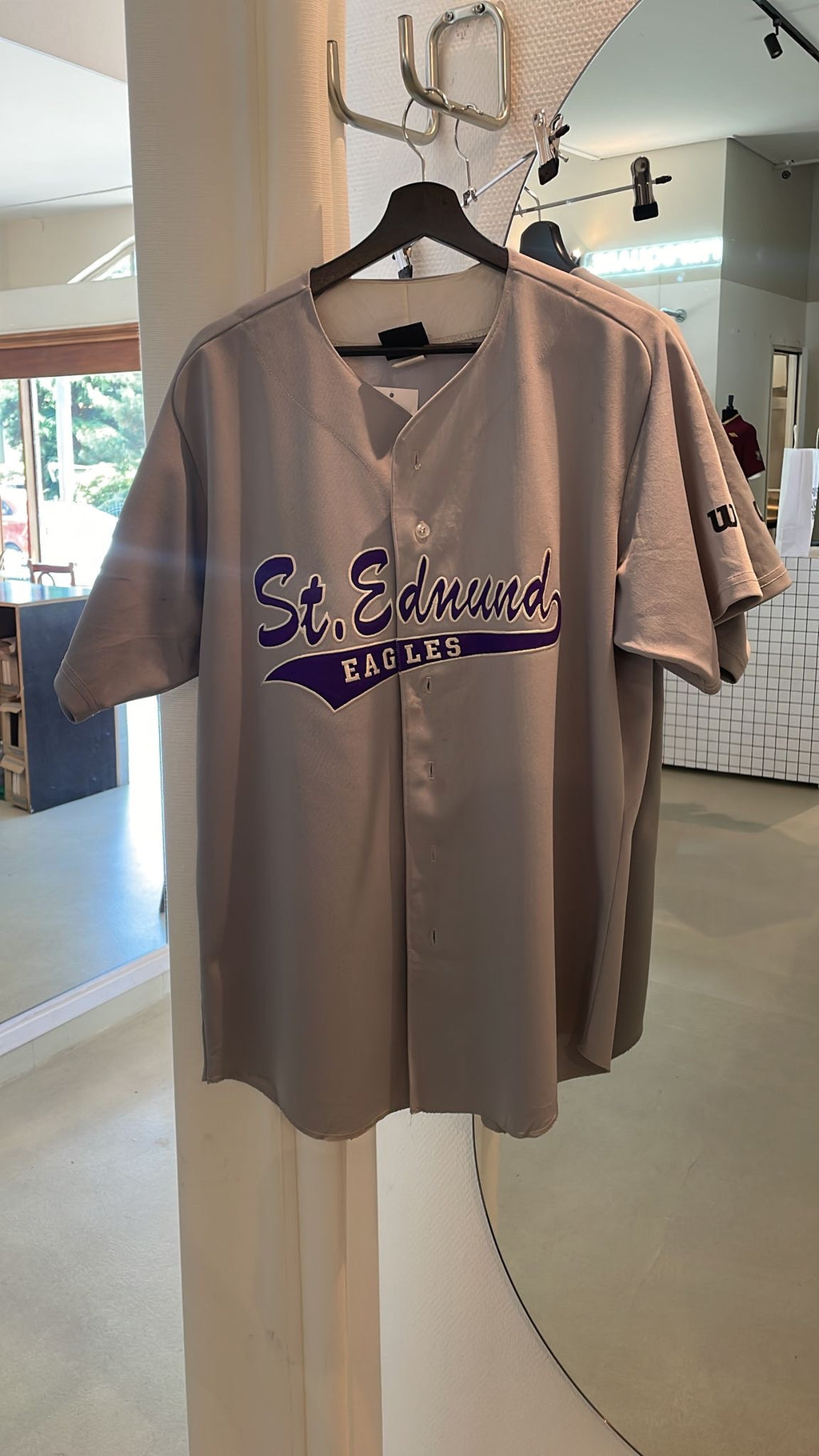 Maillot baseball américain vintage gris et violet