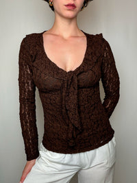 Top en dentelle brun M/L vintage