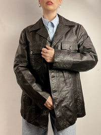 Vintage Black Leather Blazer Jacket M/L 