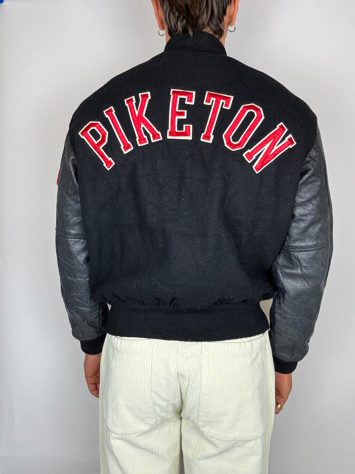 Vintage black leather bomber jacket