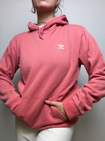 Pull à capuche rose Adidas vintage L