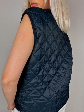 Navy blue quilted vintage vest