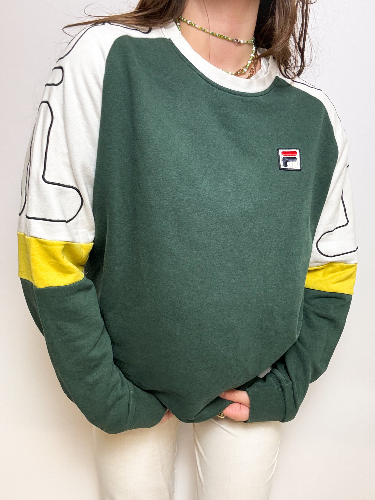 Fila vintage glass and white sweater L 