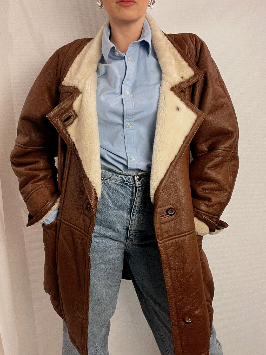 Vintage brauner Lammfellmantel L/XL 